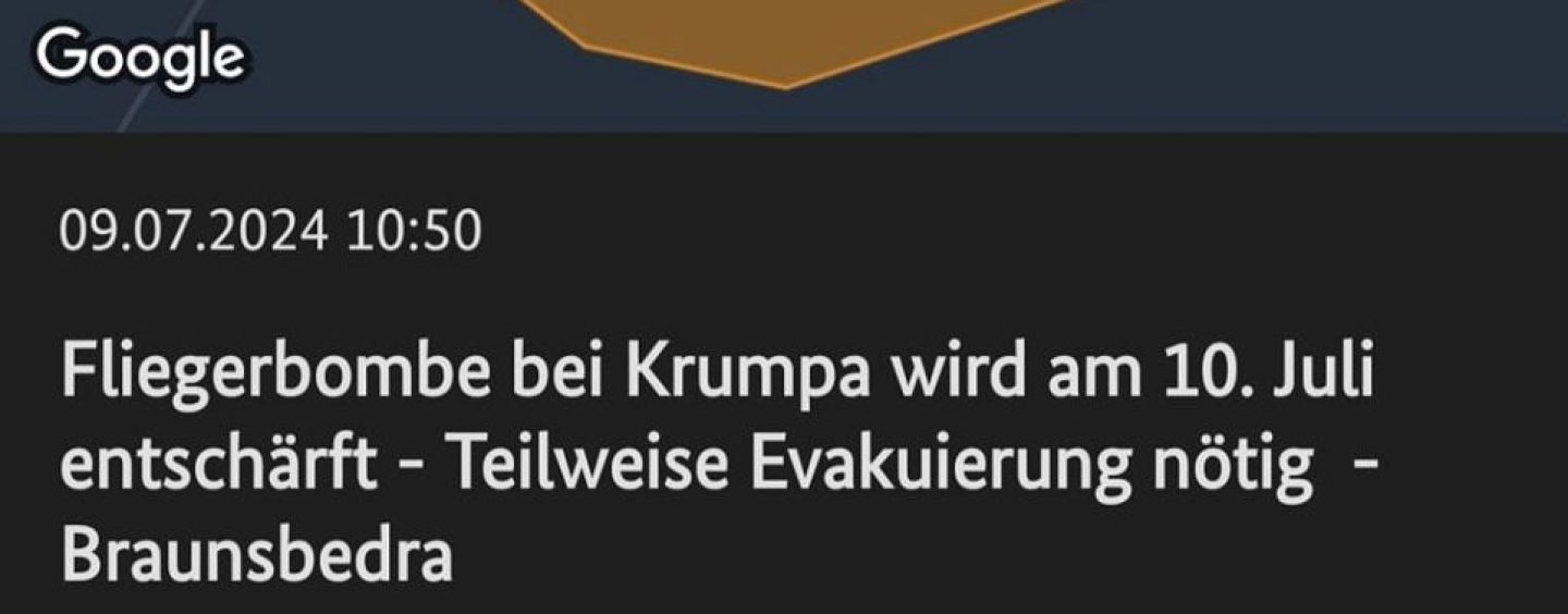 Fliegerbombe bei Krumpa wird am 10. Juli entschärft