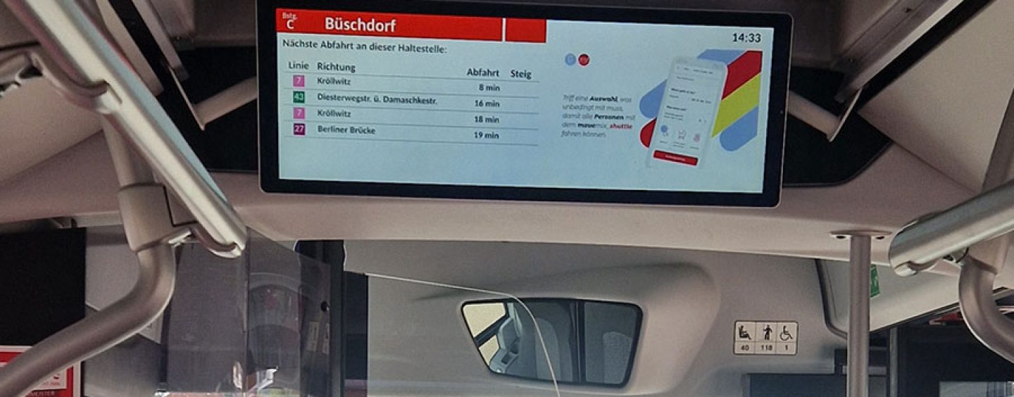 Neuer Service in Bus und Bahn: Anschlüsse der nächsten Haltestelle in Echtzeit