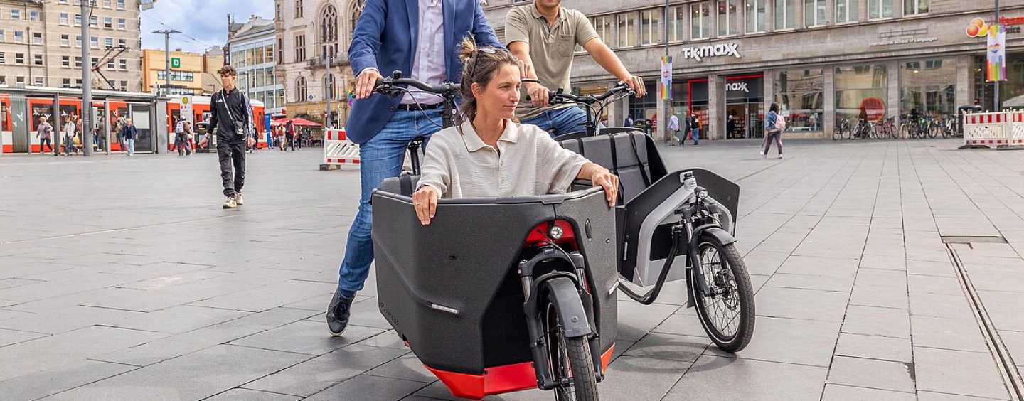 Cargobike-Roadshow auf dem Marktplatz